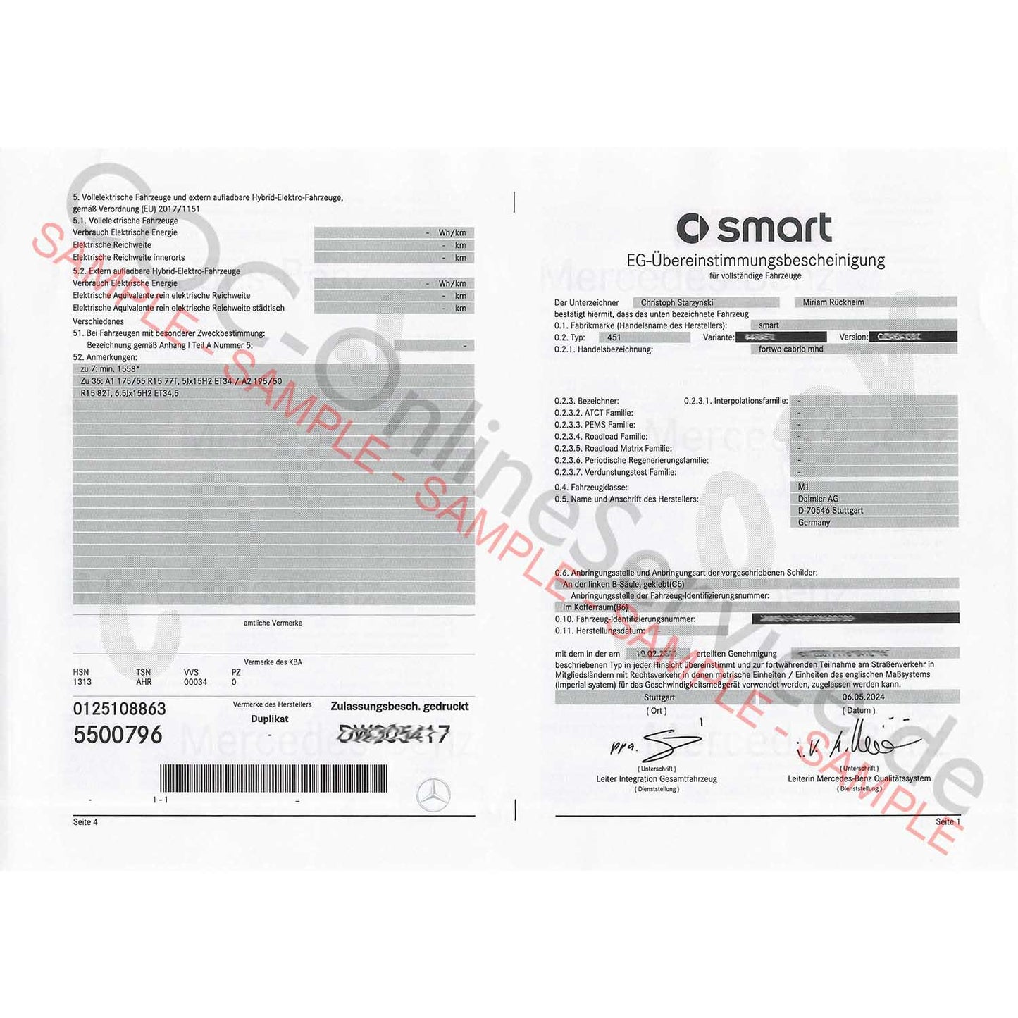COC-documenten voor Smart (Certificaat van Overeenstemming)